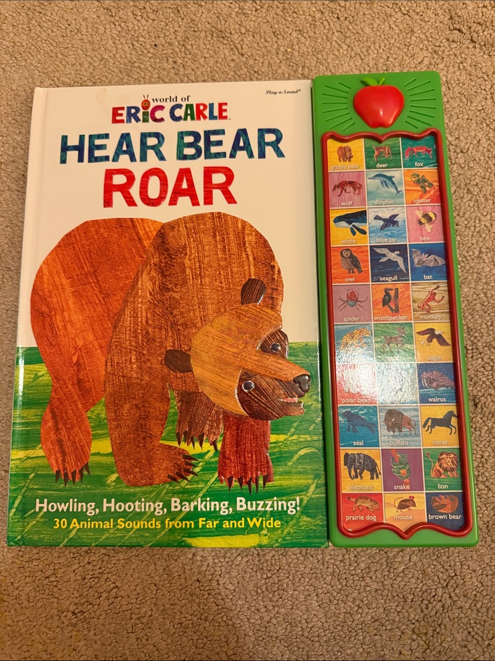 Hear Bear Roar Sound Book by Eric Carle - Brown Bear Illustration